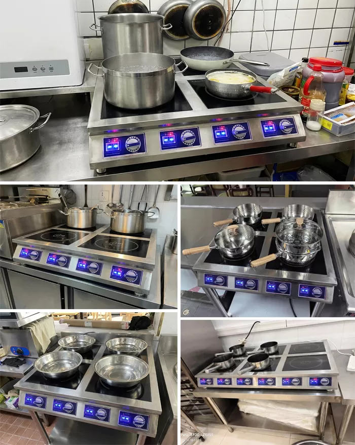 ảnh thực tế bếp từ 4 vùng nấu có kệ để đồ 3500w