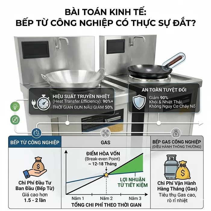B&agrave;i to&aacute;n kinh tế Bếp từ c&ocirc;ng nghiệp c&oacute; thực sự đắt