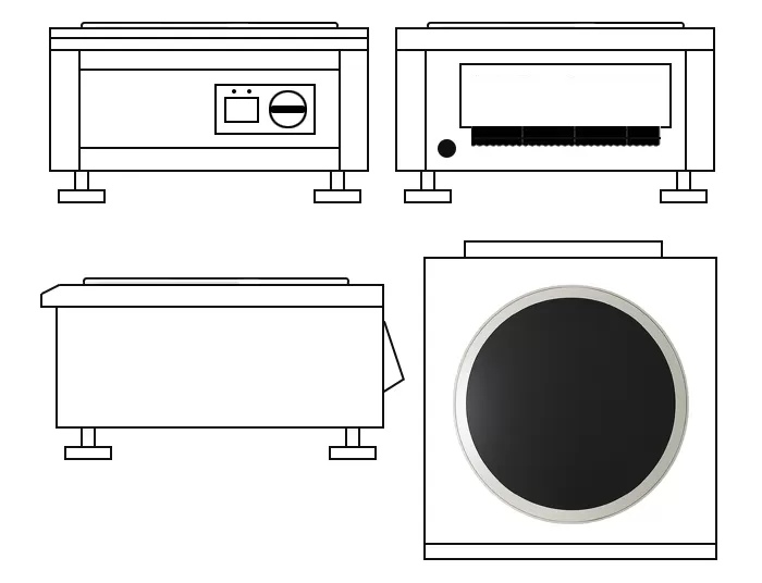 bản vẽ thiết kế bếp từ c&ocirc;ng nghiệp 5kw mặt l&otilde;m