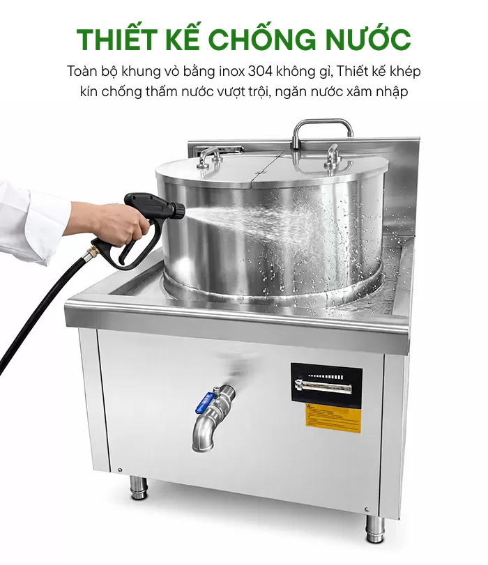 bếp hầm điện từ c&ocirc;ng nghiệp 200 l&iacute;t thiết kế chống nước