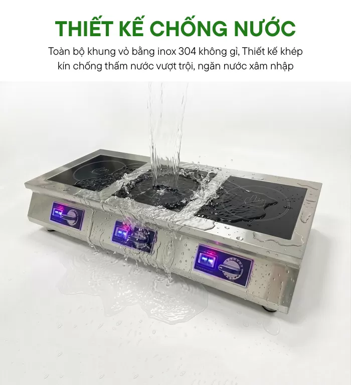 bếp từ 3 họng 5000w thiết kế chống nước