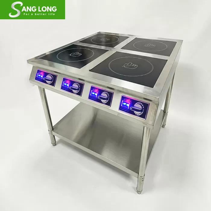 Bếp từ công nghiệp 4 vùng nấu có kệ để đồ 3500w