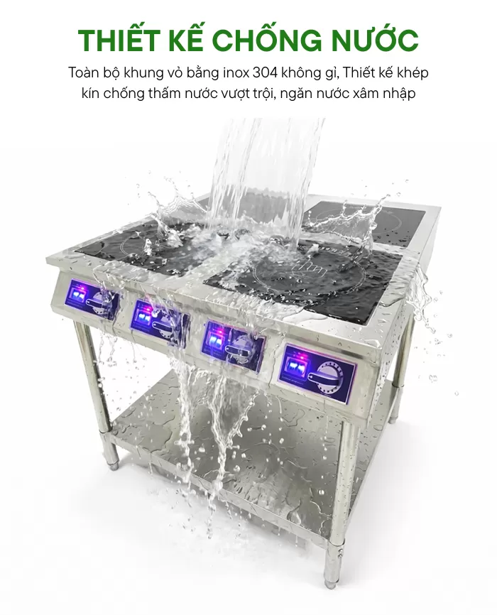 bếp từ 4 vùng nấu có kệ để đồ 3500w thiết kế chống nước