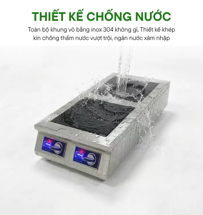 bếp từ c&ocirc;ng nghiệp đ&ocirc;i đặt dọc 3500w thiết kế chống nước