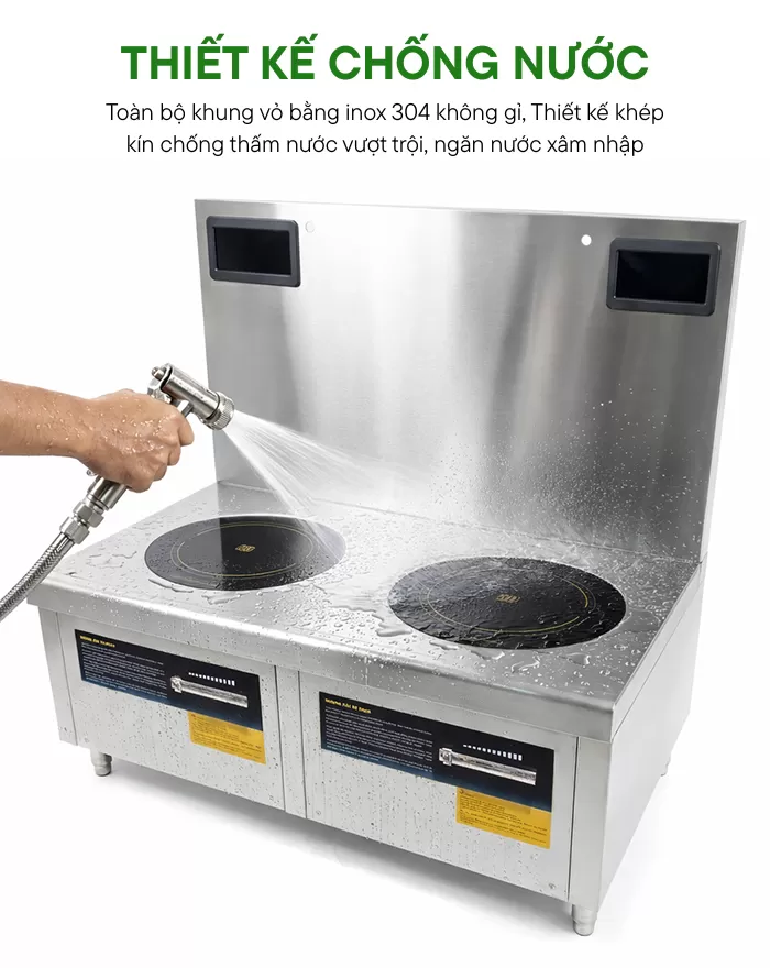 bếp từ đôi mặt phẳng 8kw thiết kế chống nước