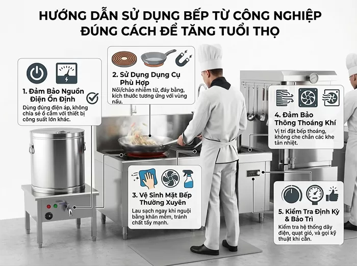 C&aacute;ch sử dụng bếp từ c&ocirc;ng nghiệp đ&uacute;ng c&aacute;ch