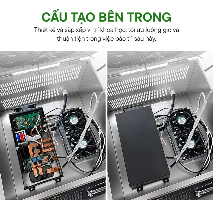 cấu tạo bên trong bếp từ đôi 8kw 1 phẳng 1 lõm