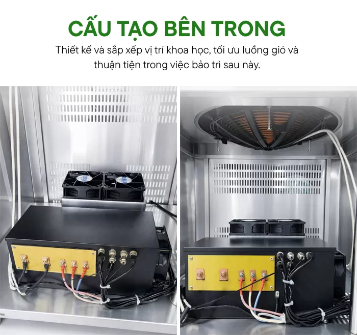 cấu tạo bên trong bếp từ đôi 8kw mặt lõm