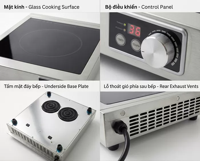 cấu tạo bếp từ công nghiệp 3500w