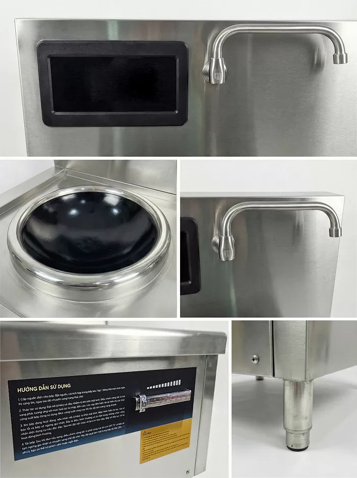 cấu tạo bếp từ công nghiệp đôi 8kw mặt lõm