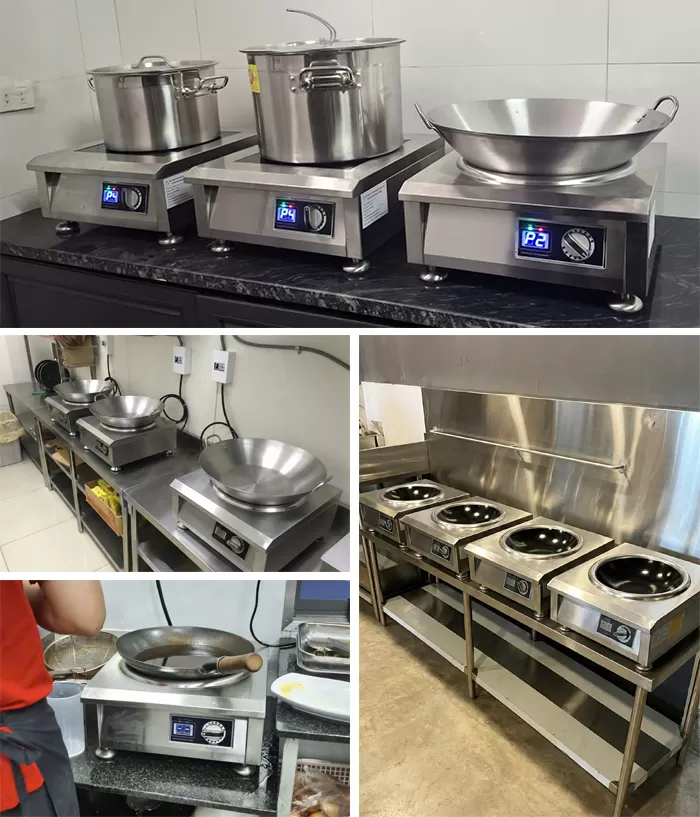 H&igrave;nh ảnh thực tế bếp từ c&ocirc;ng nghiệp 5kw mặt l&otilde;m