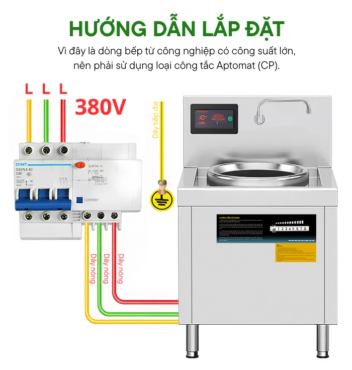 hướng dẫn lắp đặt bếp từ mặt lõm 12kw