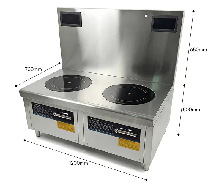 K&iacute;ch thước bếp từ c&ocirc;ng nghiệp đ&ocirc;i 12kw mặt phẳng