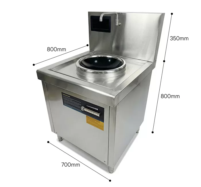 kích thước bếp từ công nghiệp đơn 8kw mặt lõm