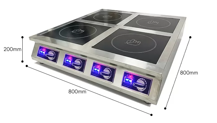 kích thước bếp từ công nghiệp 4 vùng nấu 3500w