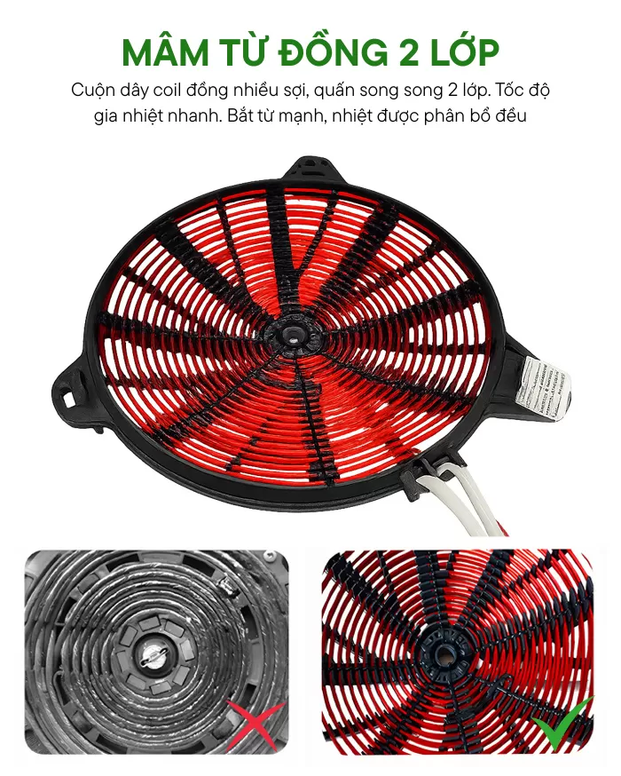 Mâm nhiệt bếp từ đơn mặt lõm 12kw