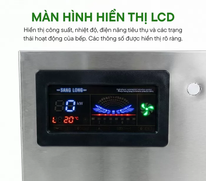 m&agrave;n h&igrave;nh hiển thị bếp từ c&ocirc;ng nghiệp mặt l&otilde;m 3 họng