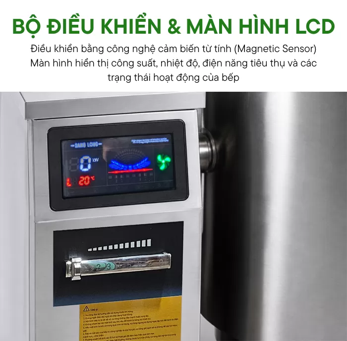 m&agrave;n h&igrave;nh hiển thị v&agrave; bộ điều khiển nồi hầm tay quay điện từ