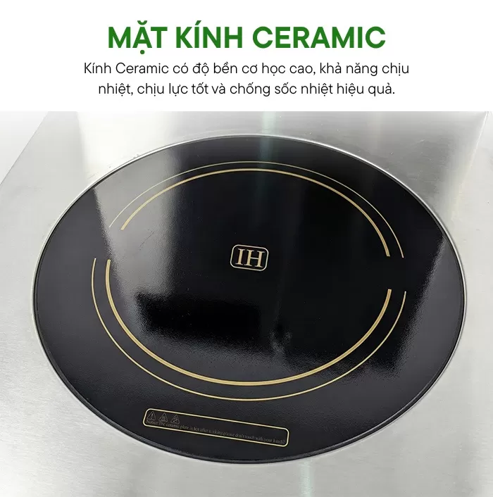 mặt kính bếp từ công nghiệp đôi 8kw mặt phẳng