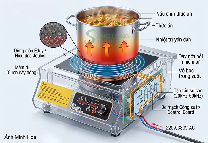 Nguyên lý hoạt động của bếp từ công nghiệp