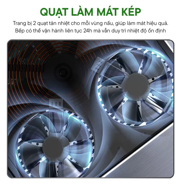 quạt làm mát bếp từ 4 vùng nấu 3500w