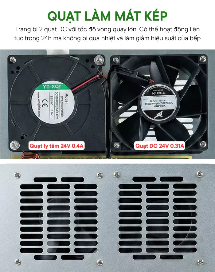 quạt l&agrave;m m&aacute;t bếp từ c&ocirc;ng nghiệp 5kw mặt phẳng