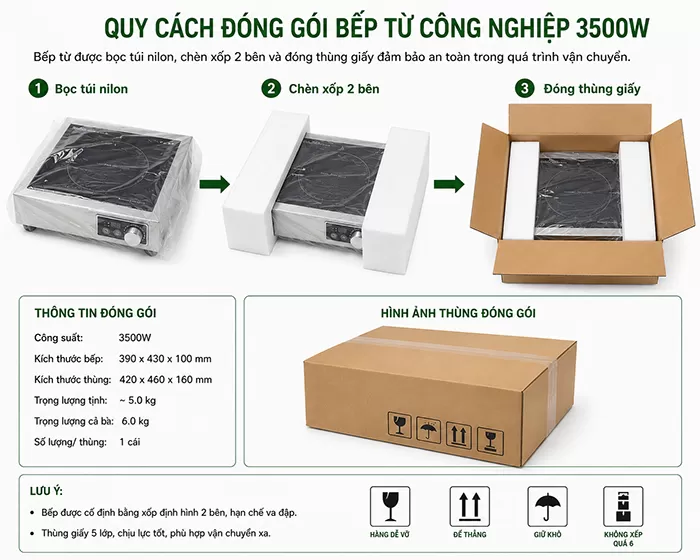 quy cách đóng gói bếp từ công nghiệp 3500w