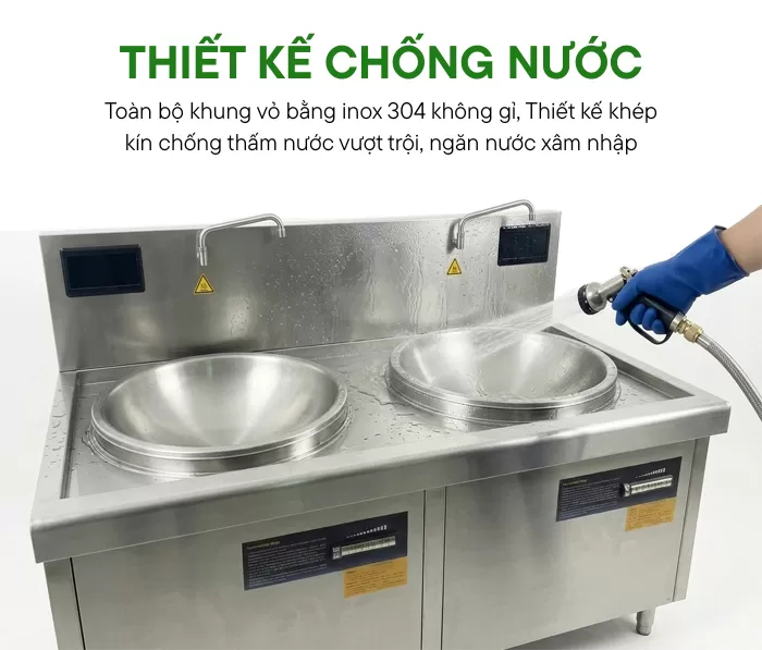 thiết kế chống nước của bếp từ đôi chảo liền D800