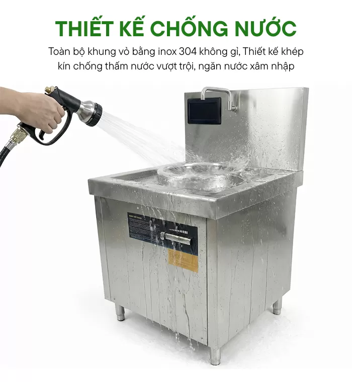 thiết kế chống nước trên bếp từ mặt lõm 8kw