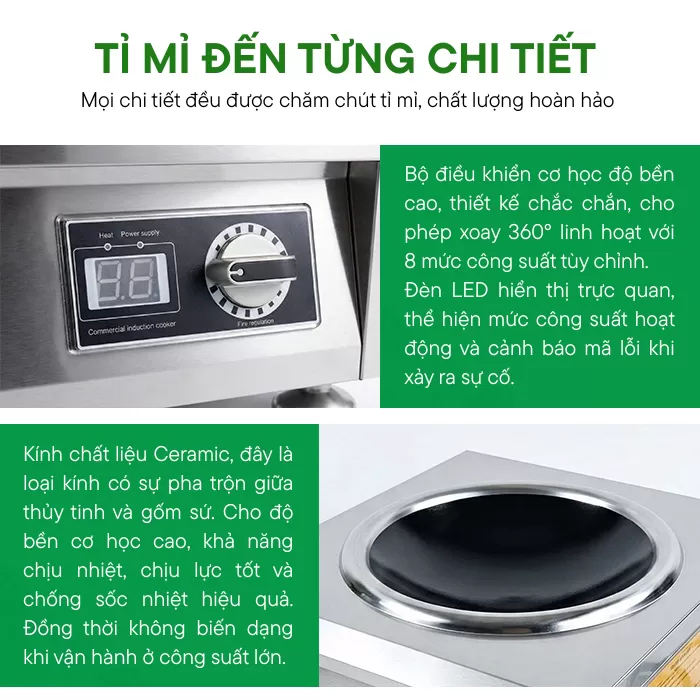 th&ocirc;ng số bếp từ c&ocirc;ng nghiệp 5kw mặt l&otilde;m 1