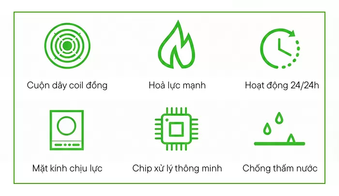 tính năng bếp từ công nghiệp 6 vùng nấu để bàn 3500w