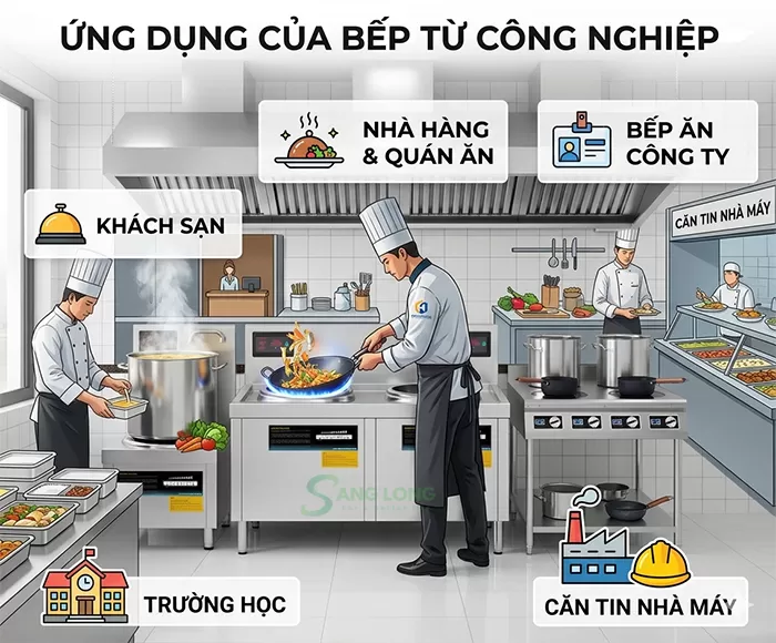 ứng dụng của bếp từ công nghiệp